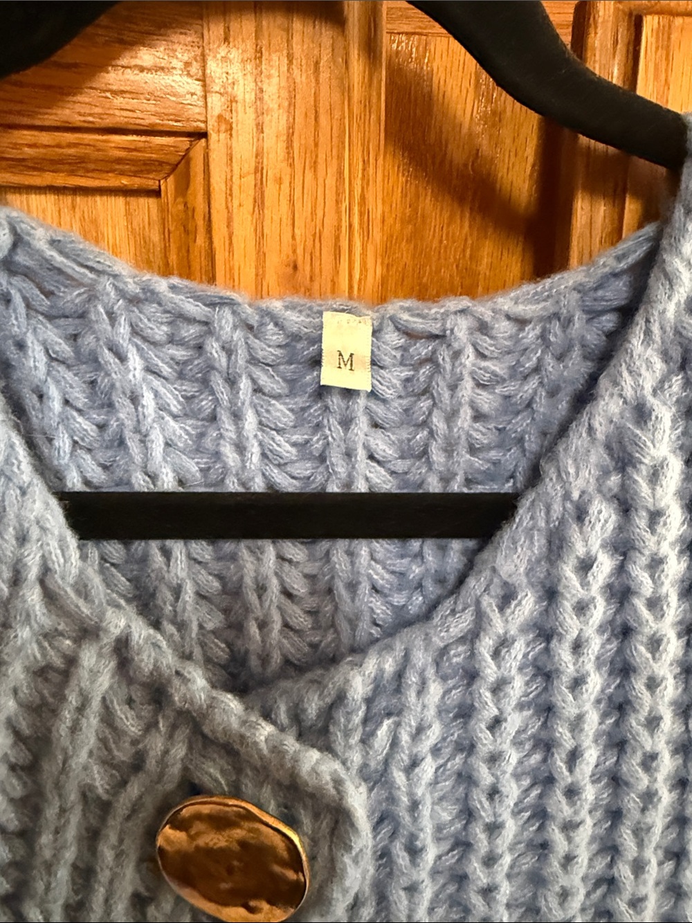 Sky Blue Chunky Knit Button-Front Cardigan Vest - Picture 2 of 5